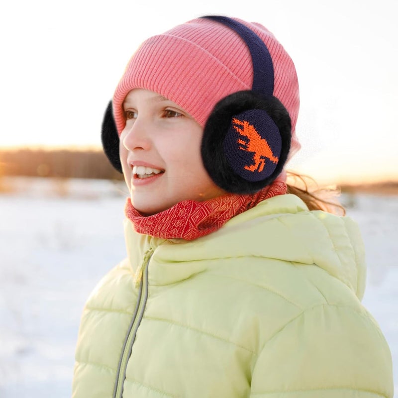 BUTITNOW Toddler Kids Knit Dinosaur Earmuffs Soft Plush Comfortable Winter Outdoor Ear Warmers for Boys Girls - Image 4